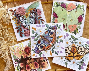 Butterfly Notecards or thank you, boho butterfly card