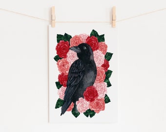 Raven Art of Crow Painting for tattoo art print