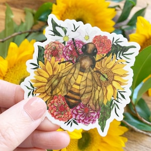 Bee Sticker, Vinyl Decal, Cute laptop sticker, cup decal for women, Car sticker, Nature decal