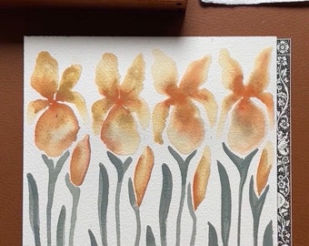 Iris Watercolor Painting for Wall Art