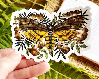 Deaths Head Moth Sticker, Magic Mushroom
