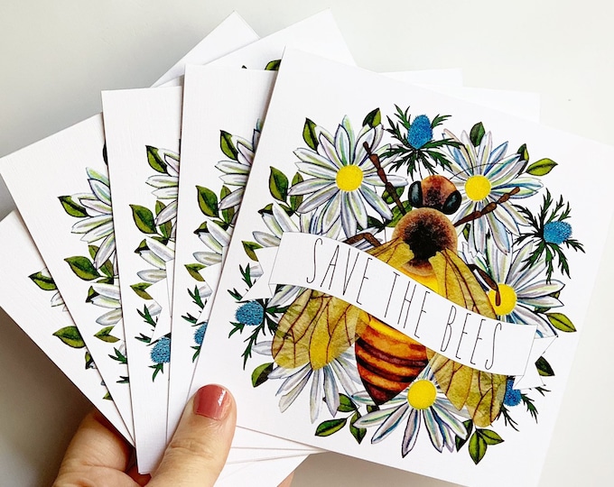 Save the Bees Note Card Set for Honey Bee Beekeeper gift