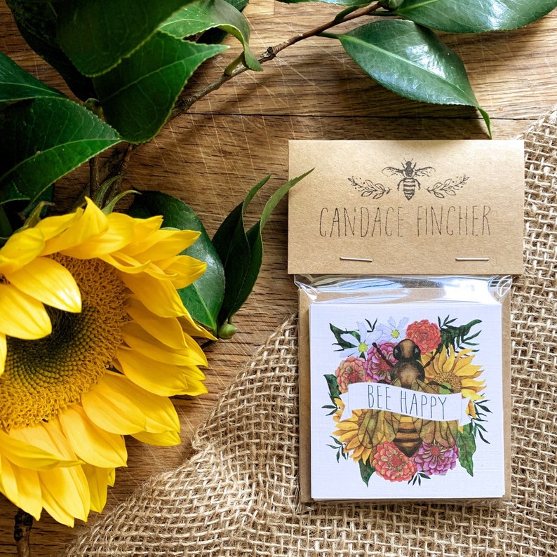 Mini Note Cards Bee Happy Mini Birthday Cards for Beekeeper gift
