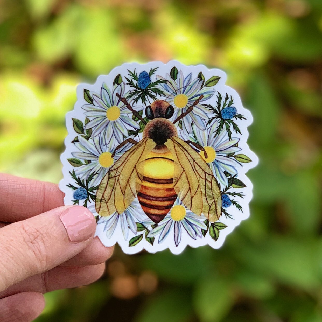 Honey Bee Vinyl Sticker: Floral Nature Decal - Etsy