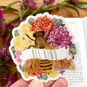 Bee Kind Sticker, Honey Bee Vinyl Decal, Cute laptop sticker, cup decal for women, Car sticker