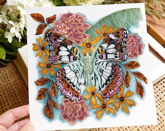 Boho Butterfly Print with Dahlia, Butterfly display