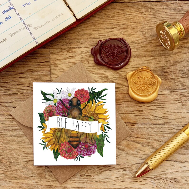 Mini Note Cards Bee Happy Mini Birthday Cards for Beekeeper gift
