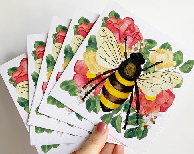 Bee Note Cards Set, Bee stationery or Bee Thank You Card