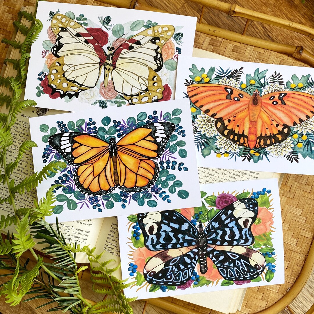Nature Postcard Set With Monarch for Butterfly Postcard - Etsy