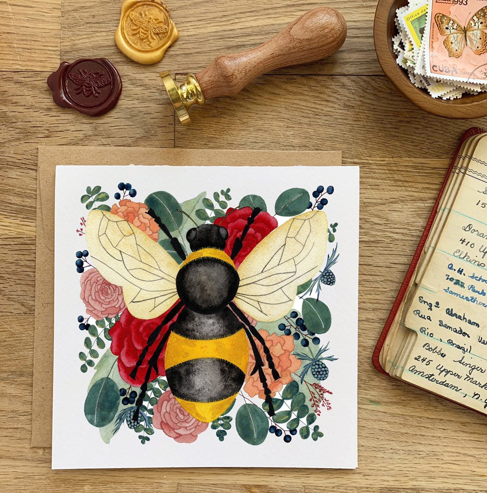 Bee Card or Honey Bee Note Cards for Bee Birthday Gift Etsy