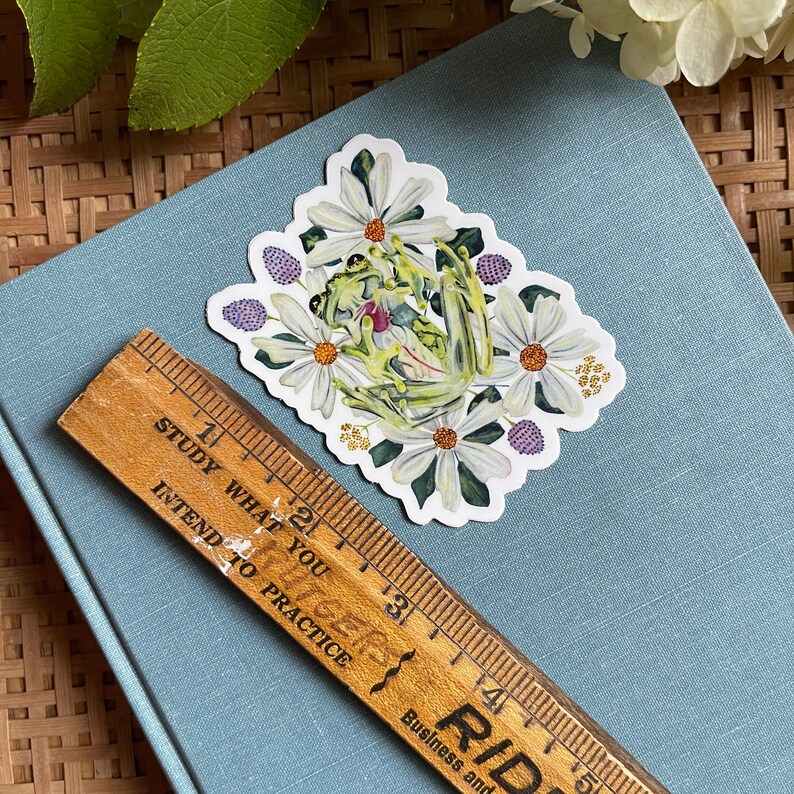 Glass Frog Sticker: Floral Vinyl Decal - Etsy