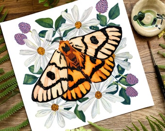 Taxidermy Moth Print, Burnt Orange Boho
