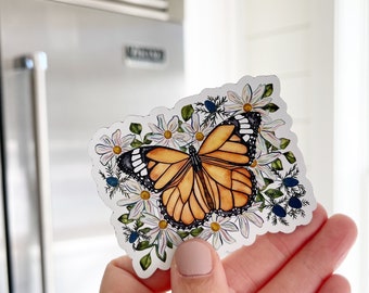 Monarch Butterfly Car Magnet, Flower Diswasher