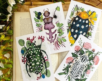 Nature Postcard Set with Insect Entomology