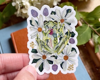 Glass Frog Sticker: Floral Vinyl Decal