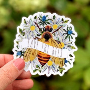 Save the Bees Sticker, Honey Bee Vinyl Decal, Cute laptop sticker, cup decal for women, Car sticker