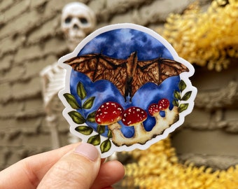 Cute Bat Sticker with Mushroom shroom