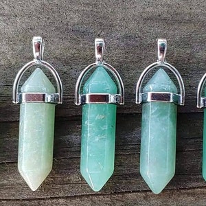 Crystal DBL Point Pendant, Ruby Fuchsite, Rose Quartz, Unakite, Labradorite, Tiger Eye, Lapis Lazuli, Sodalite, Quartz, Green Aventurine +++