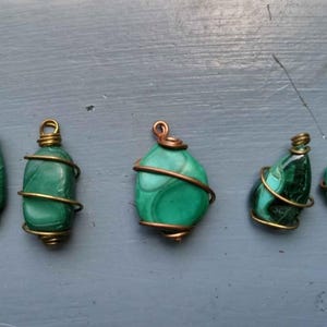 Malachite, Tumbled Malachite, Handcrafted, Wire Wrapped, Gold, Copper,  Silver, Transformation, Healing, Spiritual, Growth, Harmony