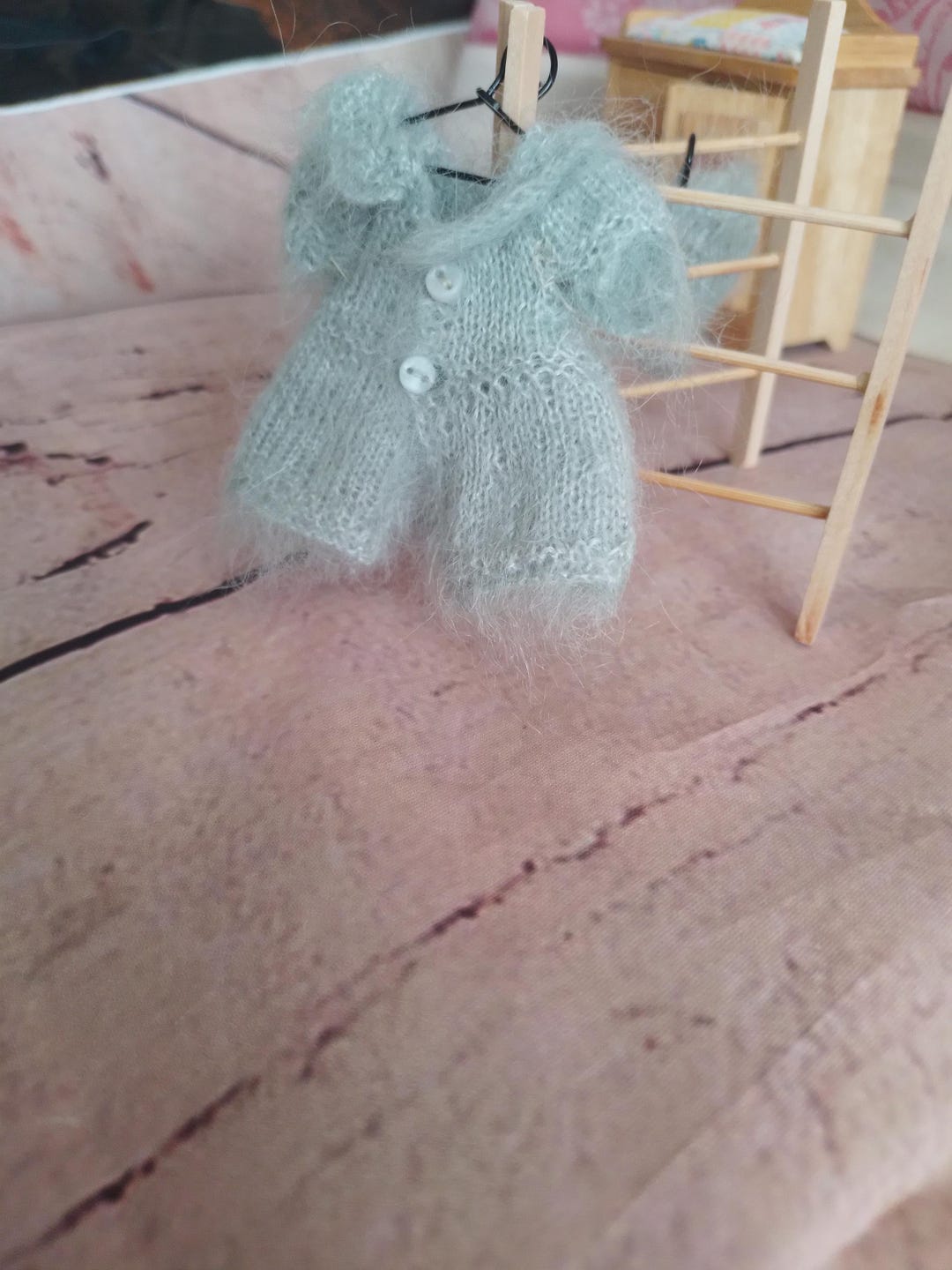 Tiny Miniature Knitted Coat and Pants Knitted With Kid Mohair Has Tiny ...