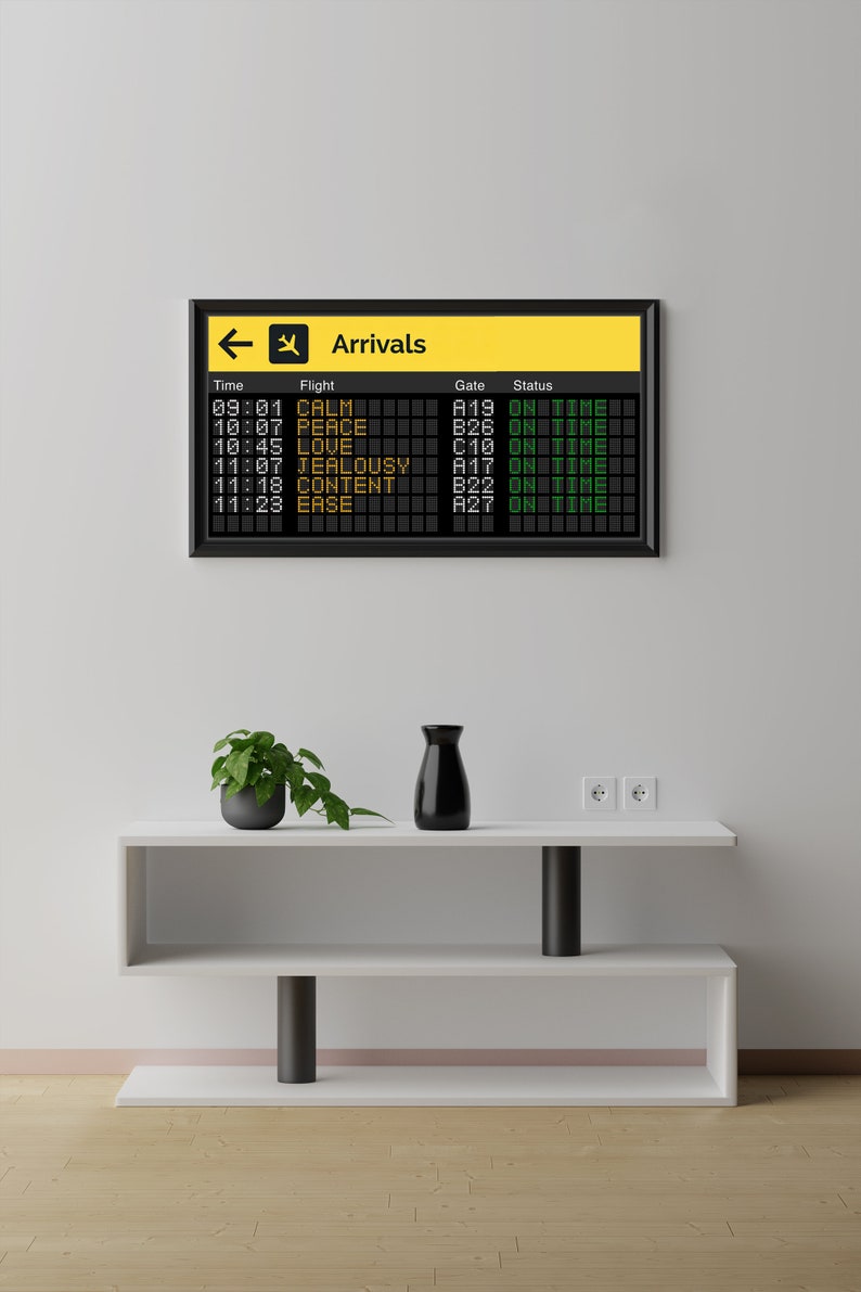 Airport Departure and Arrival Board Positive & Negative Emotions Artwork Print image 2