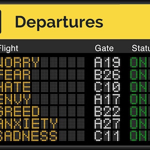 Arrivals and Departures Airport Sign - Leaving Negativity Behind
