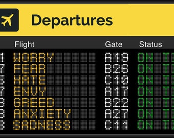 Arrivals and Departures Airport Sign - Leaving Negativity Behind