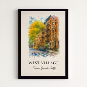 West Village NYC Travel Poster – New York City Watercolor Art Print