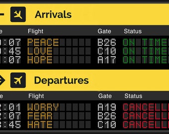 Airport Departure and Arrival Board - Positive & Negative Emotions Artwork Print