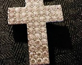 Large rhinestone cross necklace