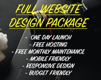 15% OFF SALE!!!! Full Website Package, Custom Website Design, Wordpress Website, Free Hosting, Free Maintenance, One Day Launch