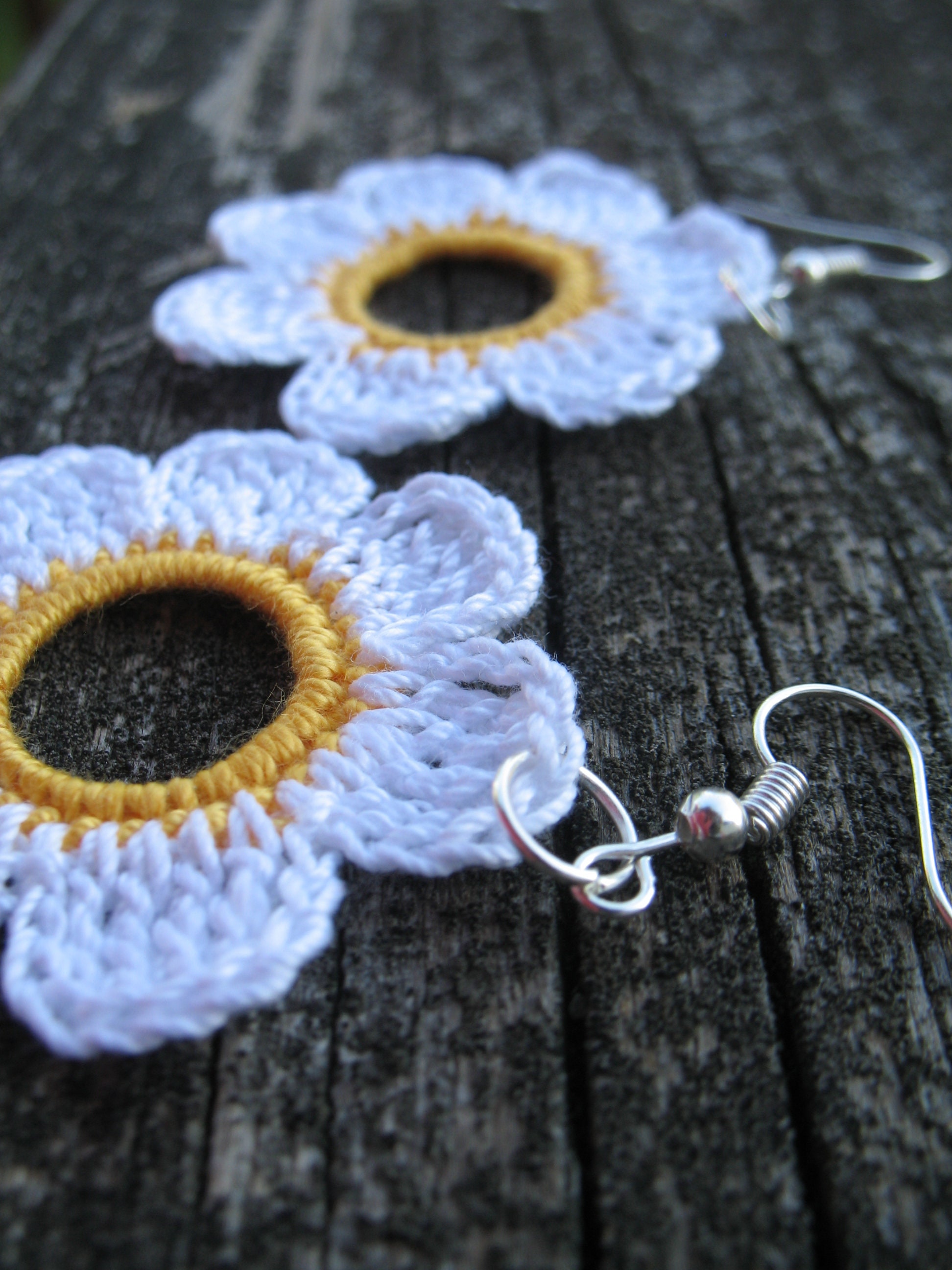 Daisy Earring/ Large Crochet Flower Earring/ Floral Jewelry/ Etsy