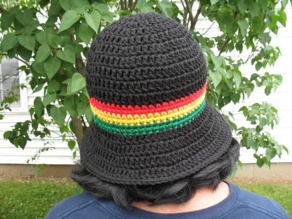 Rasta Sun Hat/ Crochet Rasta Bucket Hat 