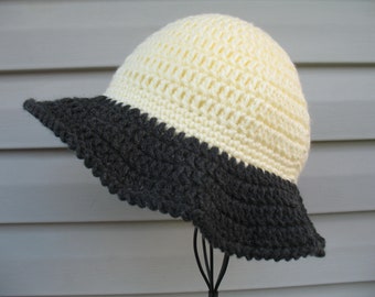 Sombrero de sol de crochet / Sombrero de ala ancha para mujer / Sombrero de playa de verano / Sombrero de ala bicolor / Sombrero de pescador de crochet / Sombrero de ala tejida a rayas / Sombrero de jardín de crochet