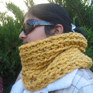 Chunky Infinity Scarf, Unisex Neck Warmer, Crochet Reversible Cowl , Adult Knit Acrylic Tweed Womens Mens Gift, His & Her Bulky Ear Warmer