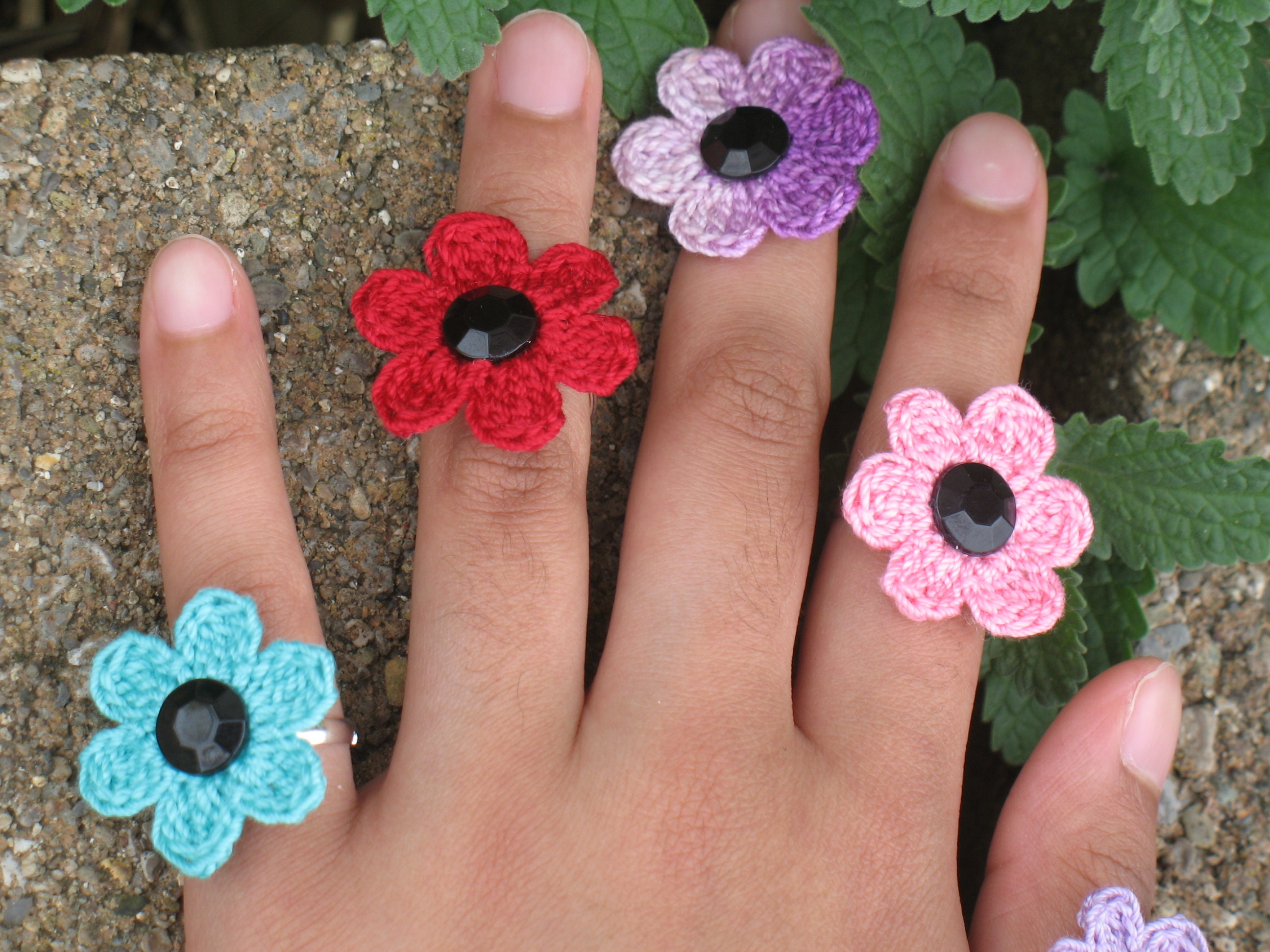 Small Flower Ring/ Crochet Flower Ring/ Mothers Day Gift/ Etsy