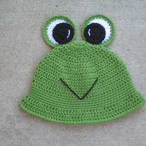 Frosch Eimer Hut / Häkeln Frosch Sonnenhut / Frosch Cloche Hut / Kurze Krempe Tier Hut / Kermit Frosch Hut / Unisex Frosch Hut