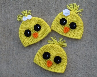 Küken Hut / gehäkelte gelbe Küken Beanie / Säugling Frühling Foto Prop / Ostern Vogel Hut / Baby Ostern Foto Requisite / Scheune Tier Hut / Huhn Hut