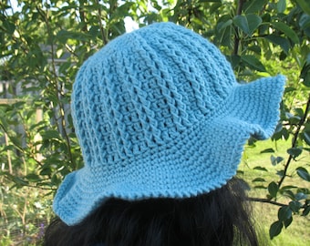 Sun Hat/ Womens Brimmed Hat/ Summer Hat/ Wide Brimmed Hat/ Crochet Bucket Hat/ Ruffle Brim Hat For Women/ Mommy And Me Hat/ Ribbed Brim Hat