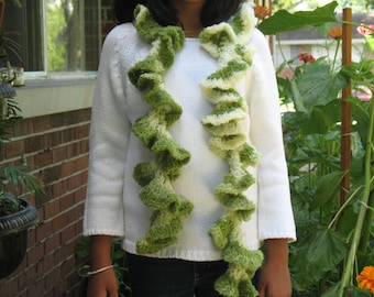 Bufanda con volantes, bufanda de crochet elegante para mujer, regalo para el Día de la Madre, bufanda infinita, calentador de cuello con volantes