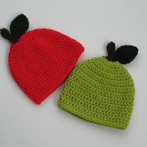 Apple Hat/ Crochet Red Apple Hat/ Baby Photo Prop/ Infant Green Apple Hat/ Toddler Apple Beanie/ Adult Apple Hat/ Men Womens Winter Beanie