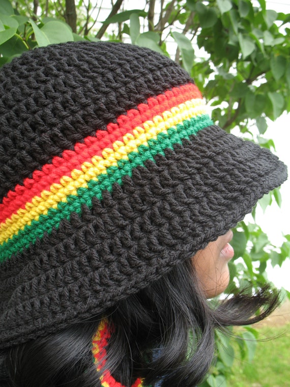 Rasta Sun Hat/ Crochet Rasta Bucket Hat 