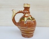 Small pitcher decor, brown ceramic decor, shabby kitchen decor, primitive decor, rustic decr, gift, gift idea, vintage, farm house decor 122
