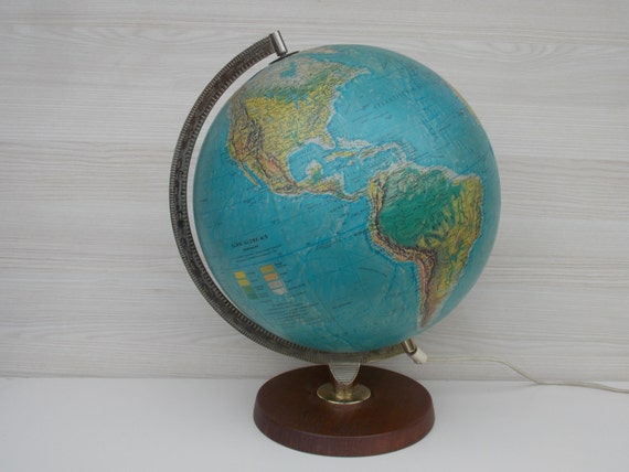 Vintage Denmark Geographical World Globe Map Desk Lamp Mid Vintage Denmark Geographical World, Vintage World Globe Desk Lamp