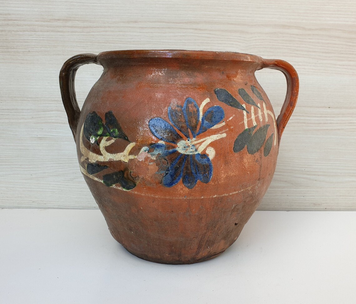 Clay vessel Flowers clay vessel primitive vase brown clay Etsy