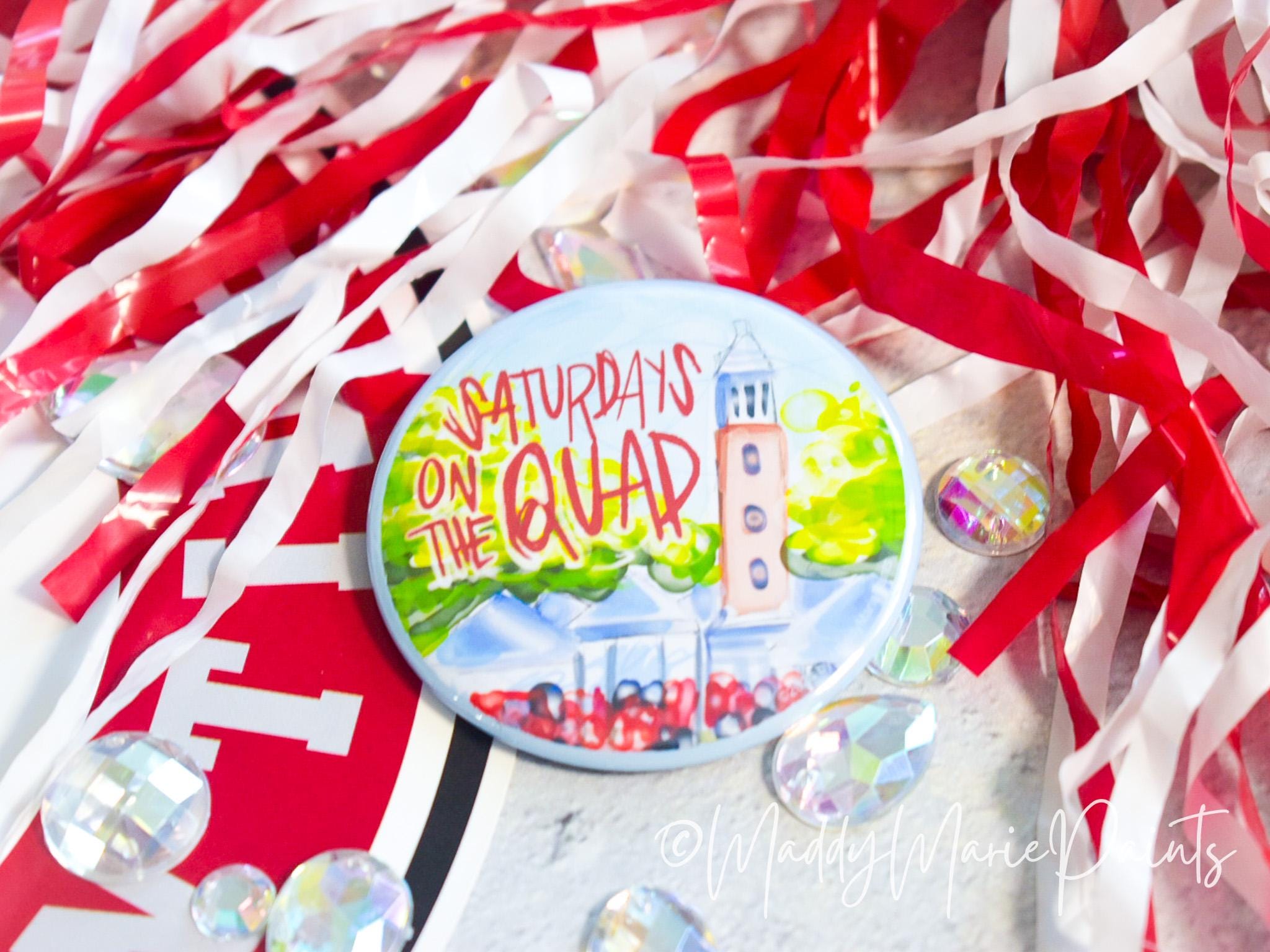 MADDYMARIEPAINTS "Saturdays on the Quad" Officially Licensed University of Alabama® 2.25" Gameday Button | The Original Pink Gameday™