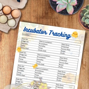 Chicken Incubator Tracking Sheet - Chicken Tracker - Incubator Settings