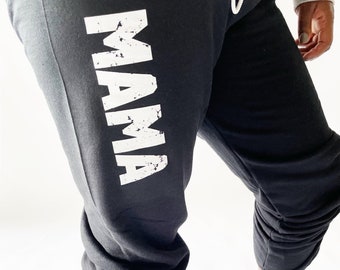 Mama Black Sweats Comfy Pants for Mother s Women Pants Large Print Adjustable Draw String Joggers Around the House Gym Etsy