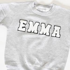 Sudaderas personalizadas / Ropa para adultos / Suéter con nombre personalizado / Camisa de cuello redondo / Parches para niños pequeños / Clima de suéter / Camisetas de camisa de otoño