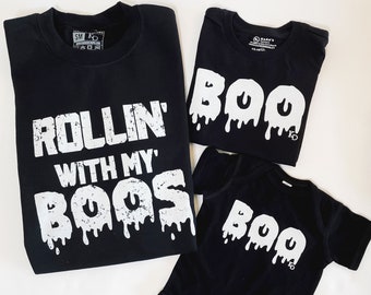Mommy and Me | Halloween shirts | Sweatshirts | Mom | Son | Matching | Halloween | Family Tees | Boo | Costume | Fall | Rollin With My Boo